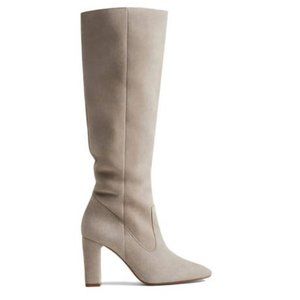 MANGO Grey Zitro Suede Knee High Boots